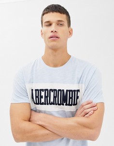 Голубая футболка с логотипом на груди Abercrombie & Fitch - Синий