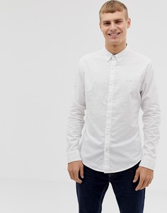Белая приталенная оксфордская рубашка с логотипом Hollister - Белый