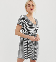Свободное платье мини на пуговицах с V-образным вырезом ASOS DESIGN Petite - Мульти