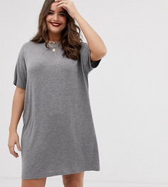 Меланжевое платье-футболка ASOS DESIGN Curve - Серый