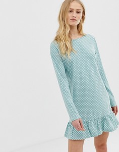 Платье в горошек с длинными рукавами Glamorous - Синий