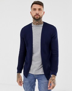Легкий темно-синий кардиган с узором косичка ASOS DESIGN - Темно-синий