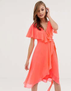 Платье миди с кейпом ASOS DESIGN - Розовый