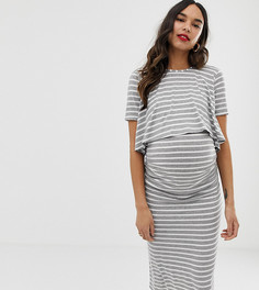 Серое платье 2 в 1 в белую полоску с короткими рукавами Bluebelle Maternity - Мульти