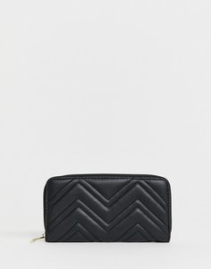 Черный стеганый кошелек на молнии New Look - Черный