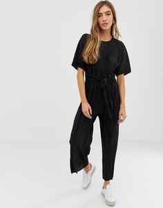 Плиссированный комбинезон-кюлоты с завязкой ASOS DESIGN - Черный