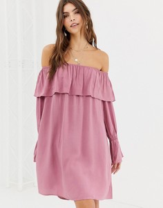 Платье миди с открытыми плечами Glamorous - Розовый