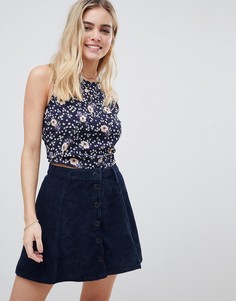 Топ с цветочным принтом и завязкой на спине Glamorous - Темно-синий