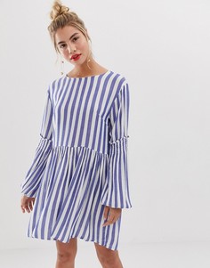 Платье в полоску с объемными рукавами Yumi - Мульти