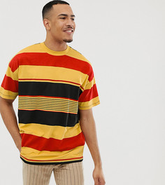 Oversize-футболка из органического хлопка с полосками в стиле ретро ASOS DESIGN Tall - Желтый
