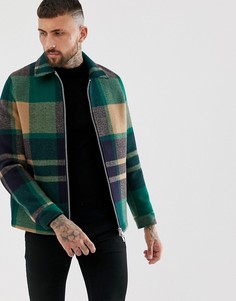 Зеленая куртка на молнии в клетку ASOS DESIGN - Зеленый