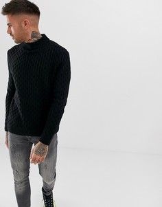 Черный фактурный джемпер с узором в косичку ASOS DESIGN - Черный