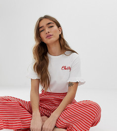 Комбинируемая пижамная футболка в рубчик ASOS DESIGN petite - Мульти