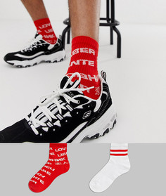 Набор из 2 пар спортивных носков с надписью lover ASOS DESIGN - Красный
