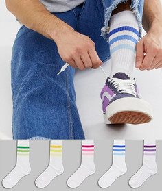 5 пар спортивных носков с полосками и эффектом омбре ASOS DESIGN - Белый