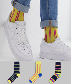 3 пары синих и желтых носков с полосками ASOS DESIGN - Мульти