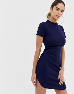 Облегающее платье с короткими рукавами AX Paris - Темно-синий