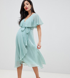 Платье миди с кейпом и асимметричным краем ASOS DESIGN Maternity - Зеленый