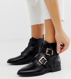 Черные ботильоны с пряжками для широкой стопы River Island - Черный