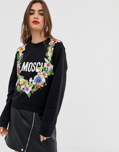 Свитшот с цветочным тропическим принтом Love Moschino - Черный
