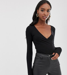 Черный лонгслив с запахом ASOS DESIGN Tall - Черный