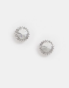 Серьги-гвоздики с паве из стразов Miss Selfridge - Серебряный
