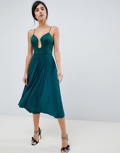 Платье миди с плиссировкой ASOS DESIGN - Зеленый