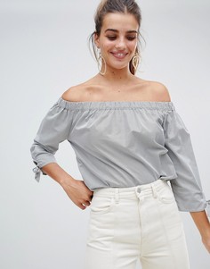 Топ в полоску с широким вырезом Brave Soul - Темно-синий