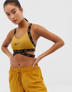 Золотистый бюстгальтер с логотипом Nike Training Indy - Золотой
