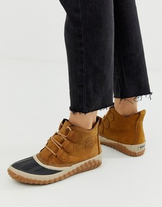 Кожаные высокие ботинки бежевого цвета на шнуровке Sorel Out N About Plus - Бежевый