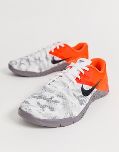Белые кроссовки с камуфляжным узором Nike Training metcon 4 - Белый