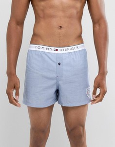 Светло-синие хлопковые тканые боксеры с логотипом на поясе Tommy Hilfiger - Синий