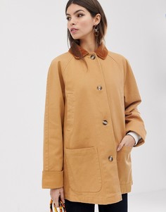 Куртка на пуговицах с вельветовыми элементами ASOS DESIGN - Коричневый