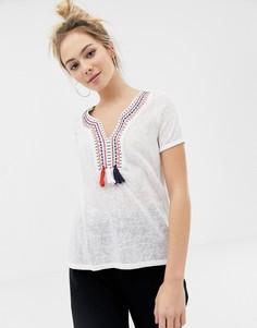 Топ с вышивкой и кисточками Brave Soul selena - Кремовый