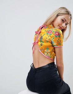 Кроп-топ с цветочным рисунком Glamorous - Желтый