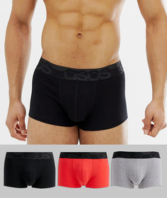 Набор из 3 пар трусов-хипстеров (черные/серые/красные) ASOS DESIGN - Мульти