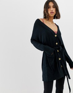 Кардиган в рубчик Free People - Черный