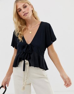 Футболка с завязкой Free People - Черный