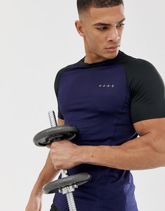 Обтягивающая темно-синяя футболка с контрастными рукавами реглан ASOS 4505 - Темно-синий