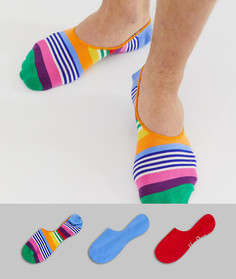 3 пары спортивных подследников Happy Socks - Мульти