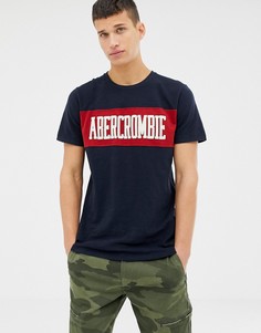 Темно-синяя футболка с логотипом на груди Abercrombie & Fitch - Темно-синий