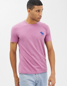Темно-розовая футболка с большим логотипом Abercrombie & Fitch - Розовый