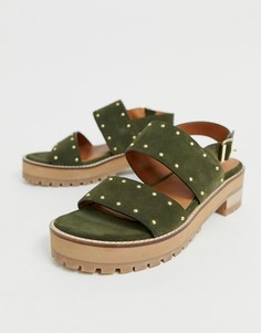 Кожаные сандалии с заклепками ASOS DESIGN Fenrick - Зеленый