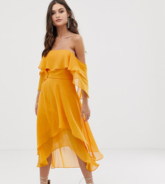 Ярусное платье-бандо миди ASOS DESIGN - Оранжевый