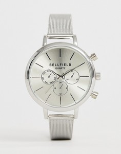 Часы с хронографом и серым сетчатым ремешком Bellfield - Серый