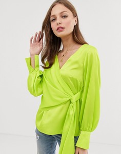Лонгслив с V-образным вырезом и драпировкой ASOS DESIGN - Белый