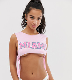 Трикотажный пляжный кроп-топ ASOS DESIGN Petite Miami - Розовый