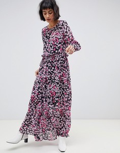 Платье макси с цветочным принтом Selected Maggie - Фиолетовый