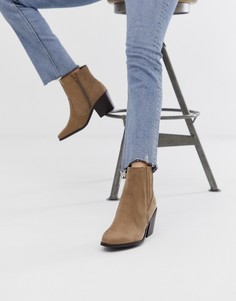 Светло-коричневые ботинки на каблуке в стиле вестерн New Look - Коричневый