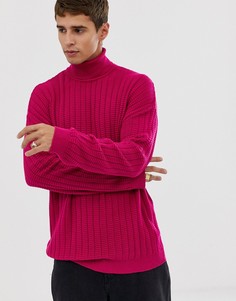 Розовый фактурный oversize-джемпер с отворачивающимся воротником ASOS DESIGN - Розовый